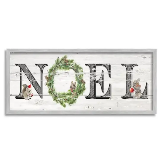 Stupell Industries Woodland Animal Noel Sign Framed Giclee Art Gray {1}