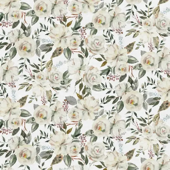 Fabric Editions White Motini Blossoms Cotton Fabric {1}