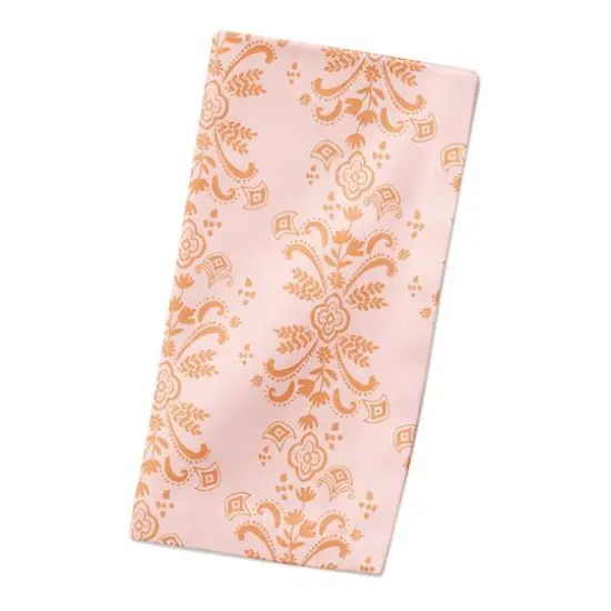 Floral Crest Cotton Twill Napkin Orange {3}