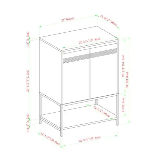 Walker Edison English Oak/White 2 Door Accent Cabinet {8}