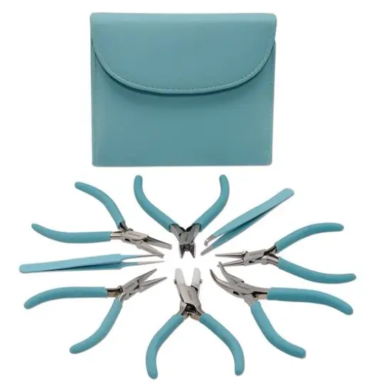 The Beadsmith&reg; Fashion Color Plier Set & Clutch Light Blue {1}