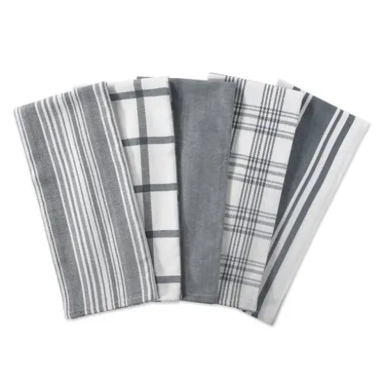 DII&reg; Gray Woven Dishtowels Set {1}