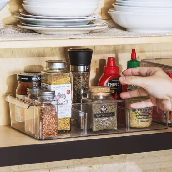 Sorbus 14.5" Clear Storage Organizer Bins with Removable Compartments, 3ct. {5}