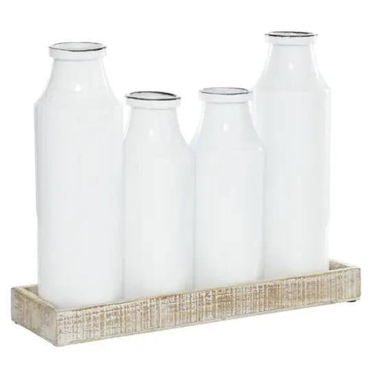 White Iron Farmhouse Decorative Milk Bottles Set {6}