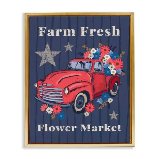 Stupell Industries Farm Fresh Patriotic Market Floater Framed Art Gold {1}