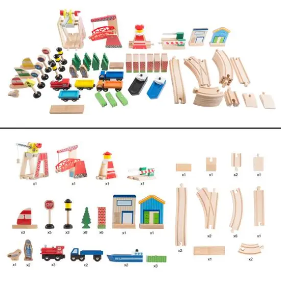 Toy Time Wooden Train Set with Play Mat {5}