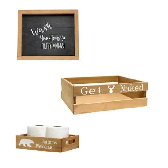 Elegant Designs Small Natural Rustic Towel Holder, Frame & Toilet Paper Holder Set {1}