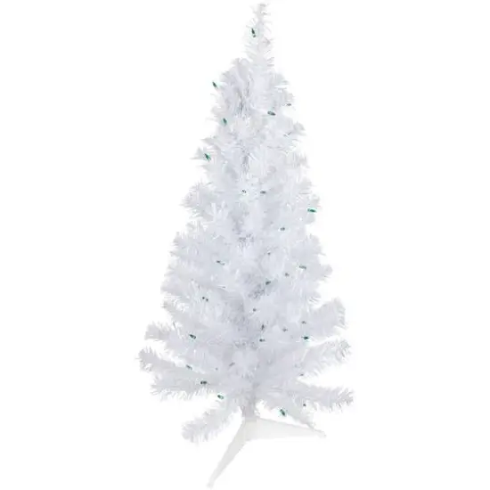 3ft. Pre-Lit White Pine Artificial Christmas Tree, Green Lights {1}