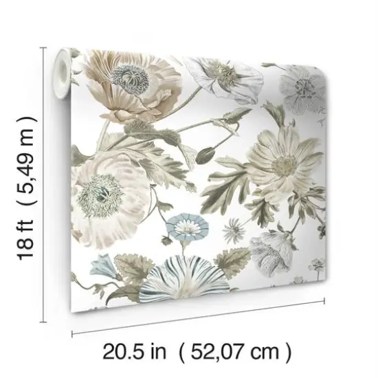 RoomMates White Vintage Poppy Peel & Stick Wallpaper {9}