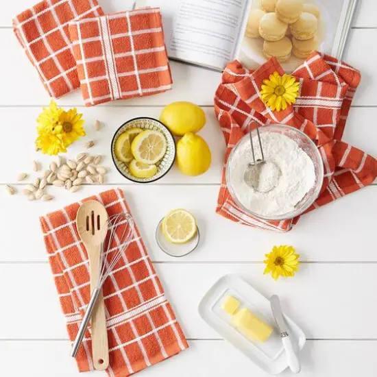 DII&reg; Solid Windowpane Terry Dishtowels, 4ct. Spice {6}