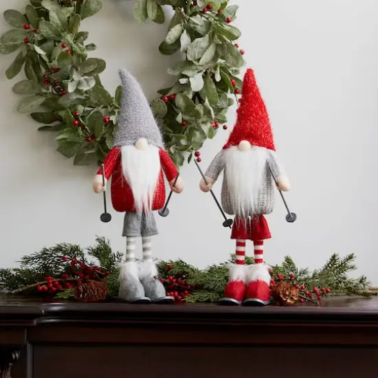 14.25" Skiing Gnome Figurine Set {5}