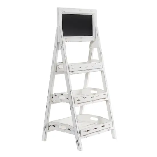 3-Tier White Washed Farmhouse Stand with Chalkboard {3}