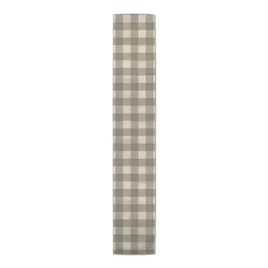 72" Taupe Buffalo Check Cotton Twill Runner {4}