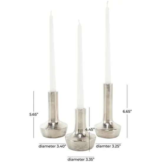 Silver Aluminum Candle Holder with Rounded Base Set {15}