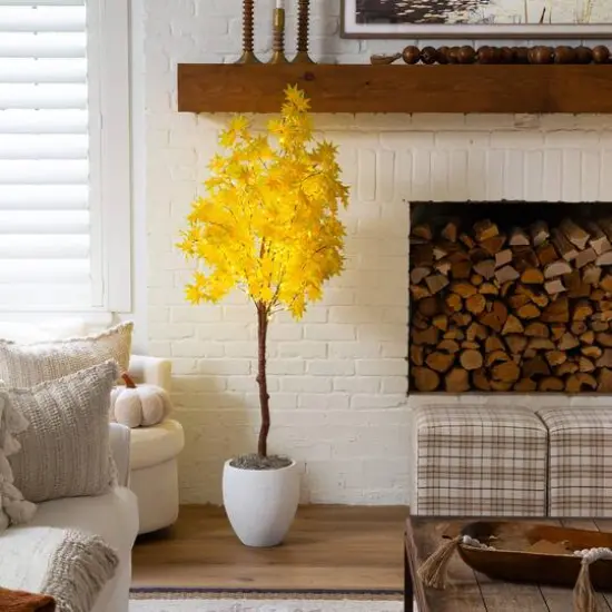 5ft. Pre-Lit Yellow Autumn Maple Artificial Fall Tree with 250 Warm White LED Lights {9}