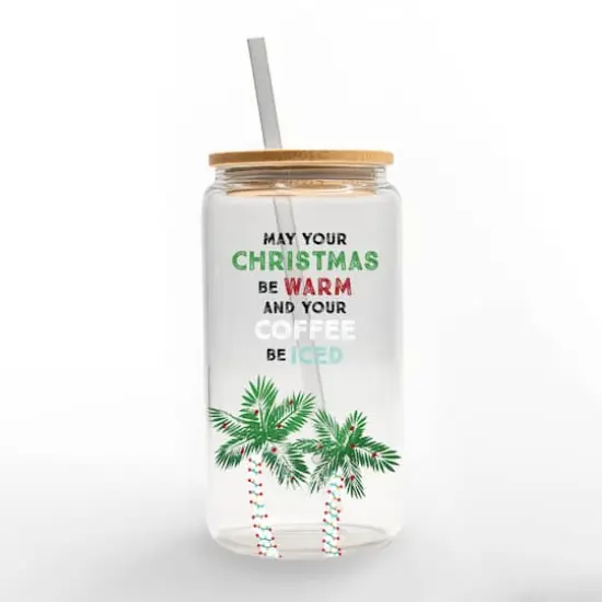 16oz. A Warm Christmas Glass Can Tumbler {1}