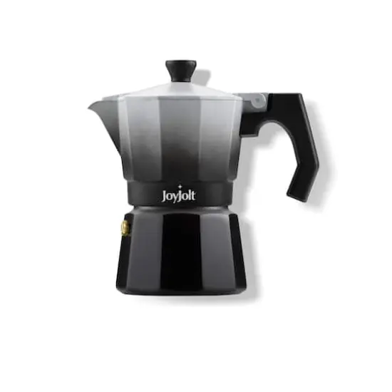 JoyJolt&reg; Italian Moka Pot 6 Cup Stovetop Aluminum Espresso Maker Black {1}