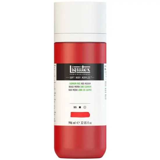 Liquitex&reg; Professional Soft Body Acrylic&trade; Paint Bottle, 32oz.Cadmium-Free Red Medium {9}