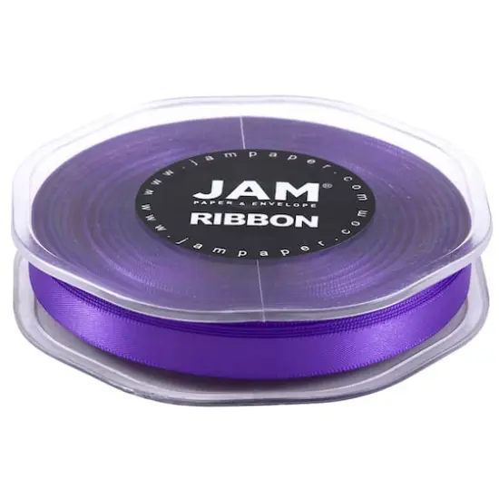 JAM Paper 3/8" x 25yd. Double Faced Satin Ribbon Purple {6}