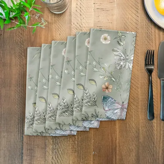 Butterfly Cotton Twill Napkin Sage Green {4}