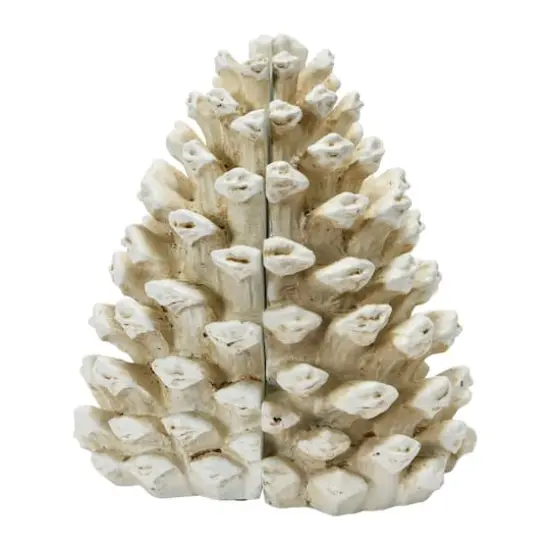 Hello Honey&reg; Pinecone Bookends Set Antique White {4}