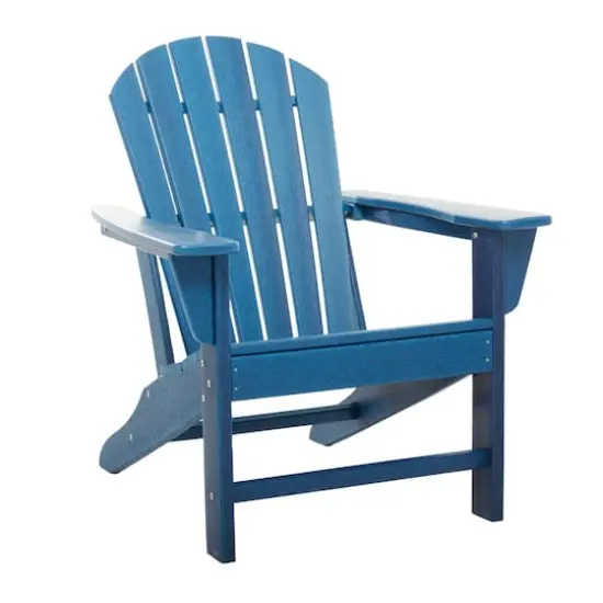 Blue Polyethylene Traditional Outdoor Adirondack Chair, 38" x 31" x 32" {1}