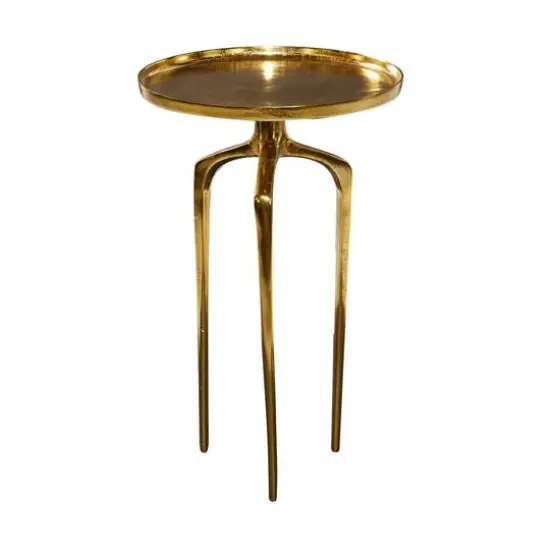 25" Gold Aluminum Contemporary Accent Table {6}
