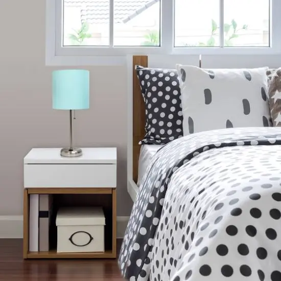 LimeLights 19.5" Stick Lamp with Charging Outlet and Fabric Shade Brushed Steel and Aqua {6}