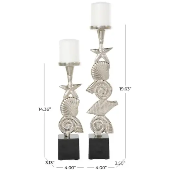 Aluminum Seashell Candle Holder Set Silver {8}