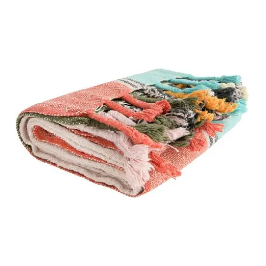 Hello Honey&reg; Multicolor Stripe Recycled Cotton Blend Throw Blanket with Braided Fringe {6}