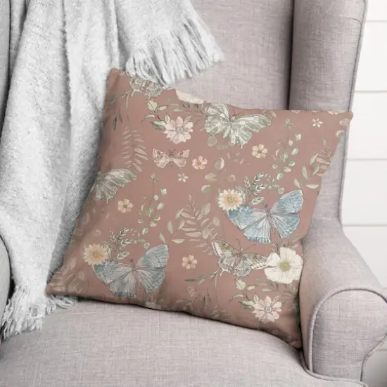 Butterflies Throw Pillow Maroon {4}