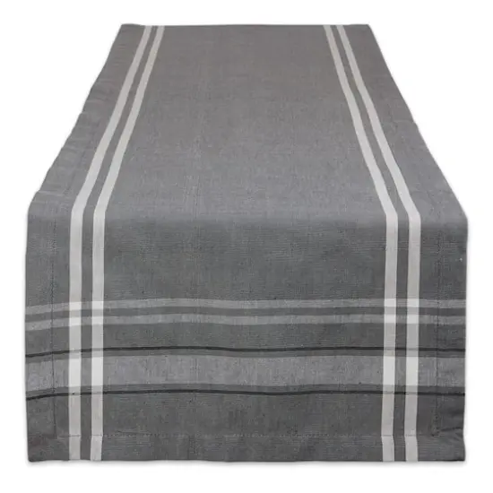 DII&reg; 108" French Stripe Table Runner Gray Chambray {1}