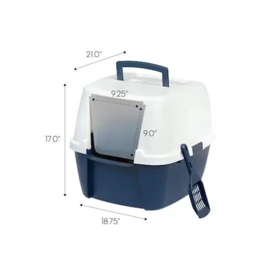 IRIS&reg; 31qt. Blue Cat Litter Box with Hooded Lid {6}