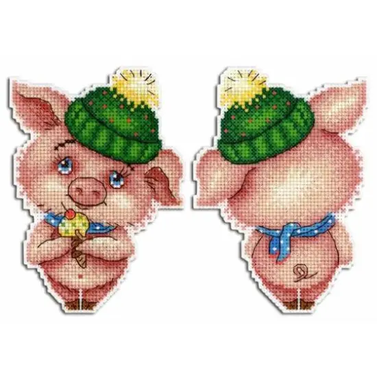 MP Studia Winter Piggy Plastic Canvas Counted Cross Stitch Kit {1}