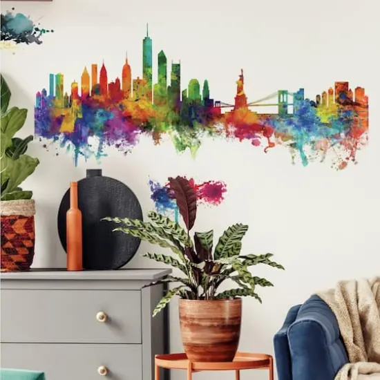 RoomMates New York City Watercolor Skyline Peel & Stick Decals {4}