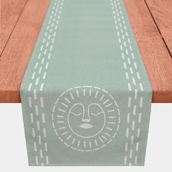 Teal Sun Face Twill Table Runner {1}