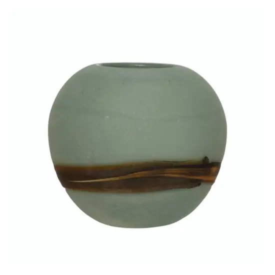 Hello Honey&reg; 7" Hand-Blown Frosted Art Glass Vase with Multi Color Stripe {1}