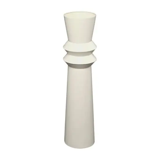 2.5ft. Cream Metal Tall Art Deco Fluted Floor Vase {5}