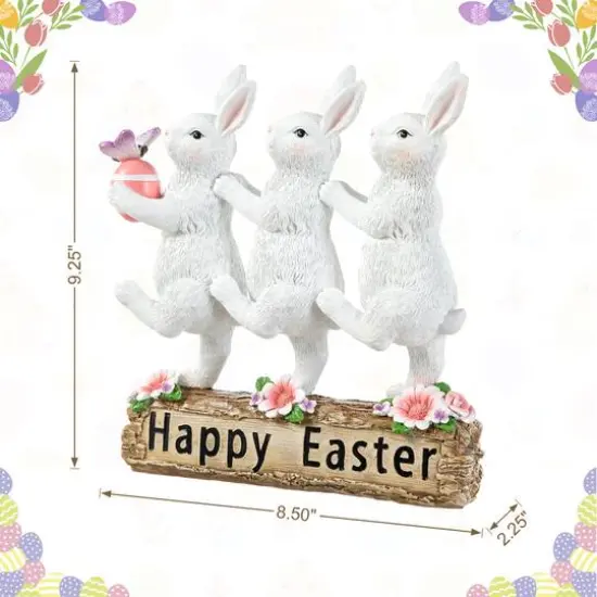 Glitzhome&reg; 9.25" Easter Triple Bunny Table D&eacute;cor {8}