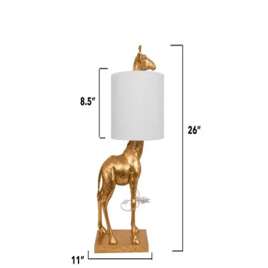 Hello Honey&reg; 27.8" Gold Giraffe Lamp with Linen Shade {7}
