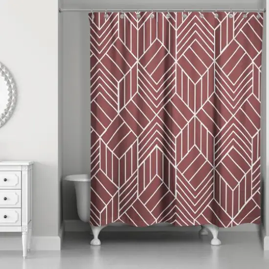 Hatch Chevron Shower Curtain Maroon {3}