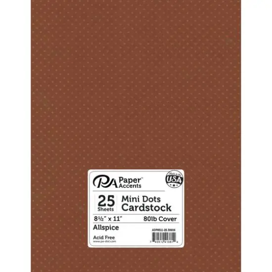 PA Paper&trade; Accents Mini Dot 8.5" x 11" Cardstock, 25 Sheets Allspice {1}