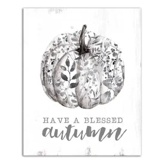 Blessed Floral Pumpkin Canvas Wall Art {1}
