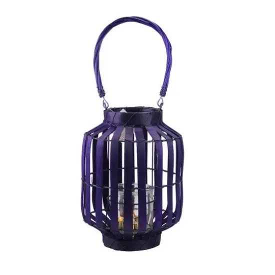 20" Tropicalia Tiki Bar Votive Candle Holder Lantern, Deep Purple {1}