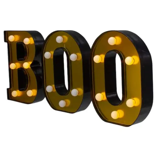6.5" Lighted Black & Gold BOO Halloween Marquee Sign {5}