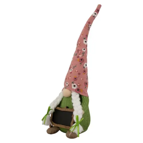 16" Pink Floral Springtime Gnome with Message Board {4}
