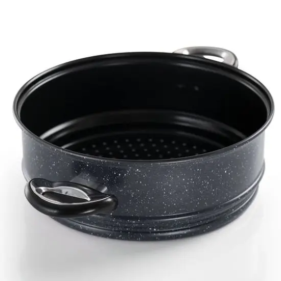 Gibson Home&reg; Leighton 3-Piece 8.5qt. Black Nonstick Steel Pasta Pot with Steamer {6}