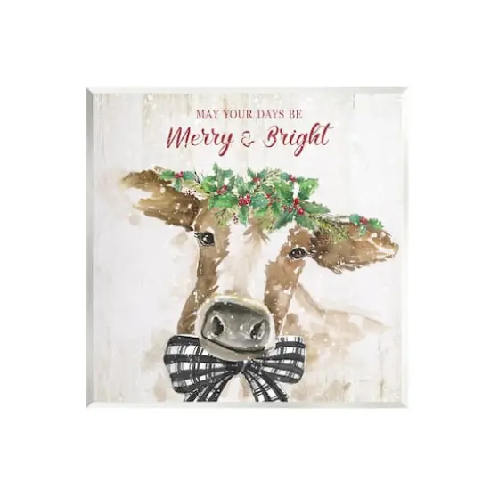 Stupell Industries Merry & Bright Holiday Cattle Wall Art {1}