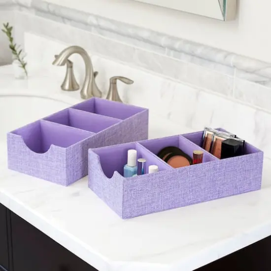 Household Essentials 3-Compartment Drawer Organizers, 2ct. Purple {4}