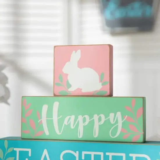 Glitzhome&reg; 9.5" Wooden Easter Block Table D&eacute;cor {5}